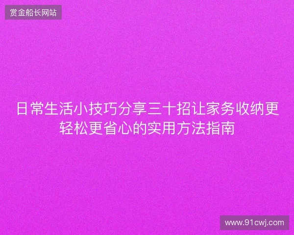 日常生活小技巧分享三十招让家务收纳更轻松更省心的实用方法指南